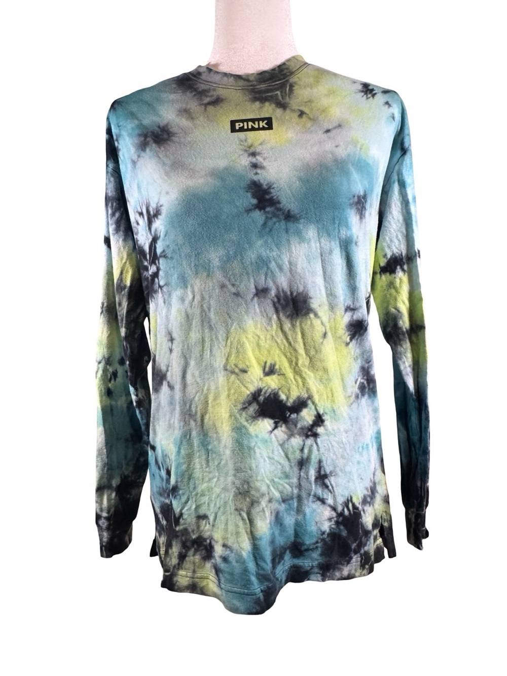 PINK Victoria's Secret Tie-Dye Crewneck in Black, Blue & Lime